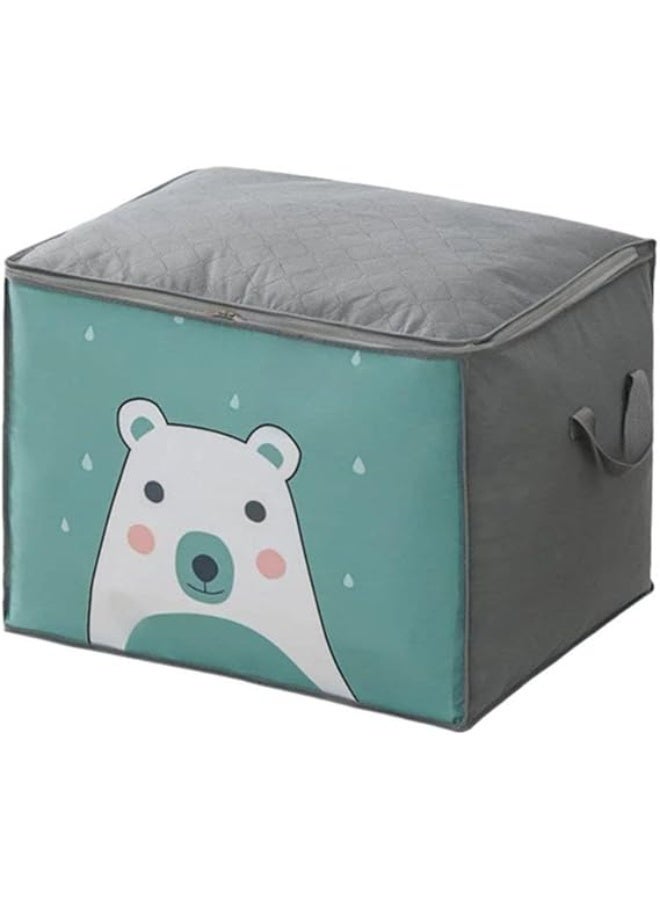 Clothes Storage Bag Blankets Storage Bag Storage Pouch Organizer Cartoon Prints Folding Clothes Organizer for Clothes Quilt Blanket - Image 1